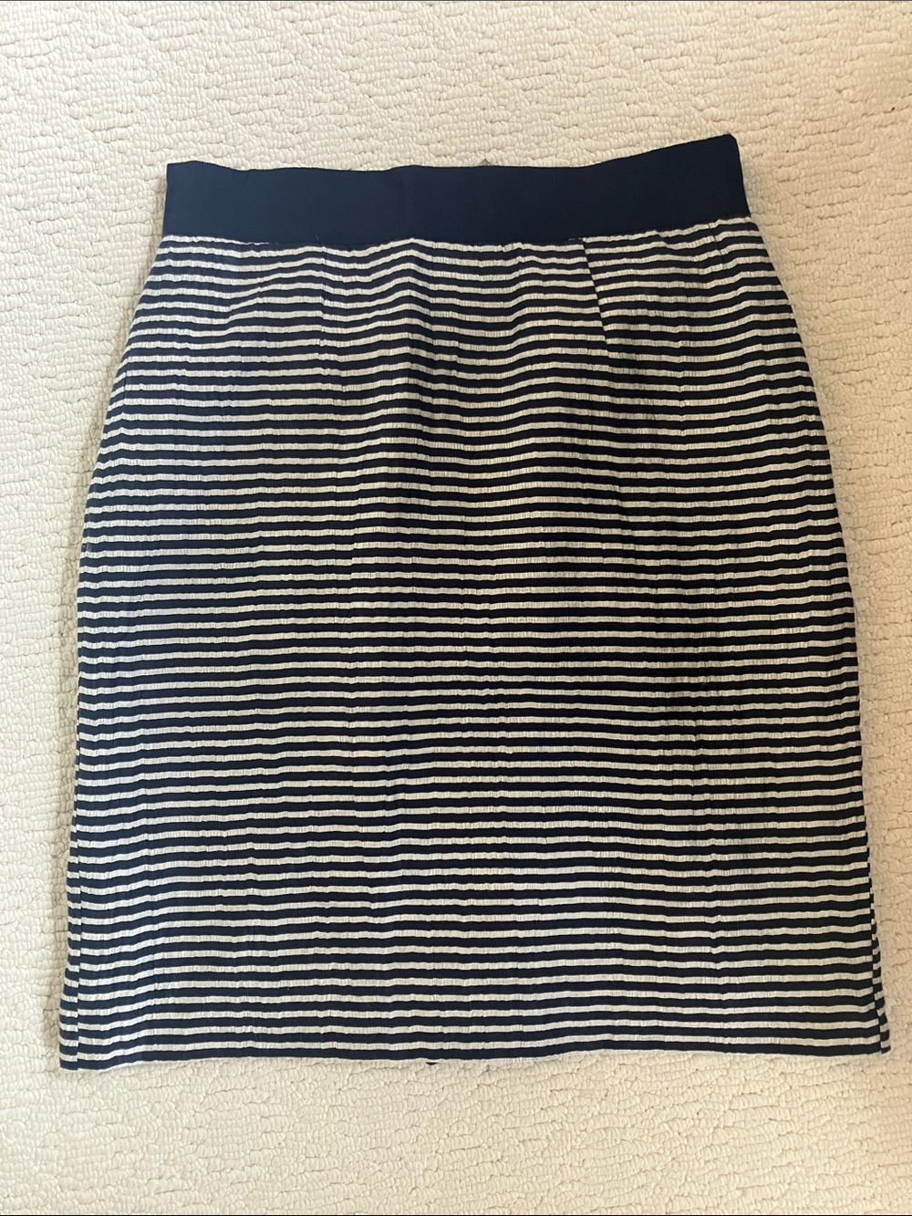 LOFT Navy & Gray Striped Pencil Skirt EUC 8
